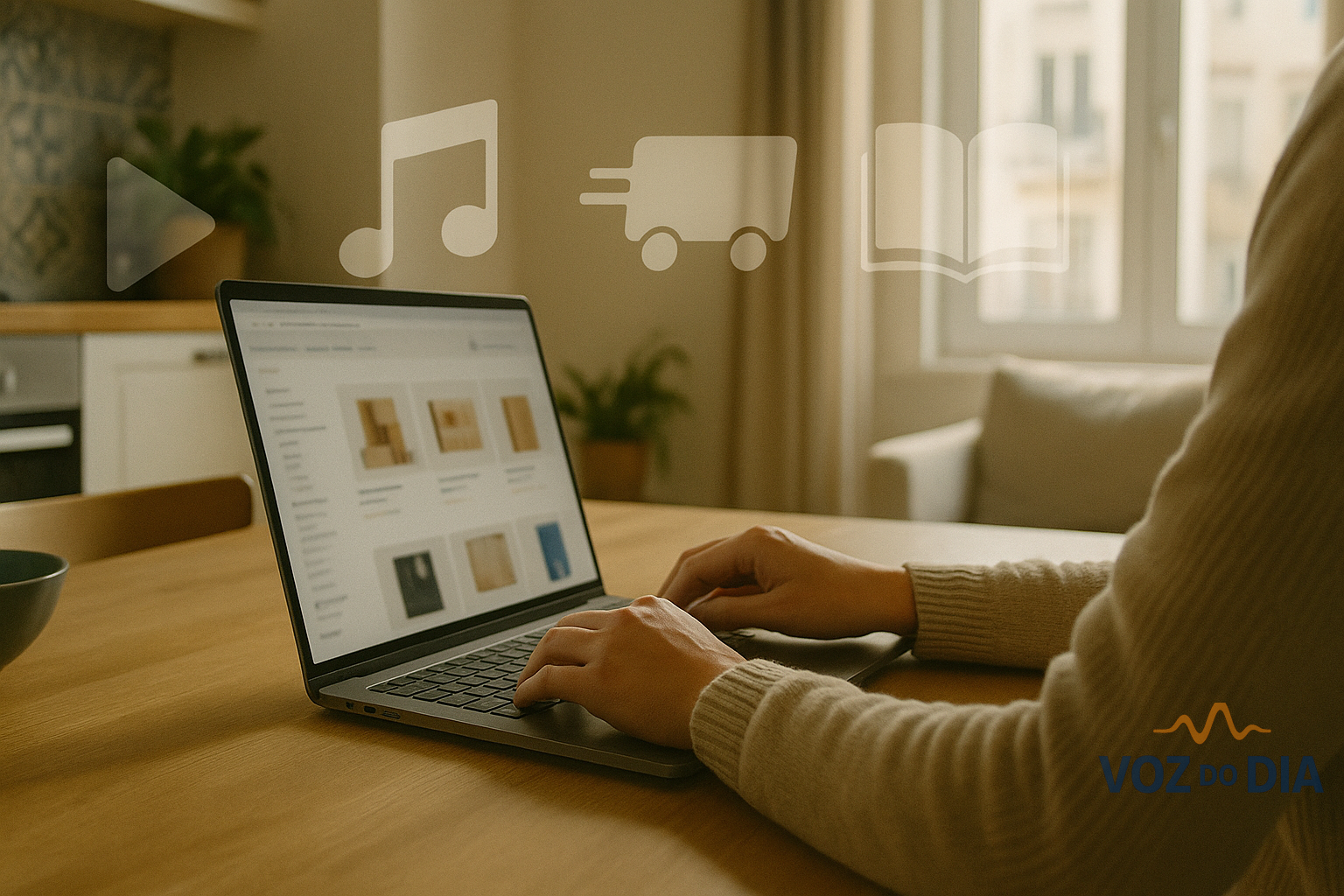 utilizador português a explorar as opções do Amazon Prime no portátil