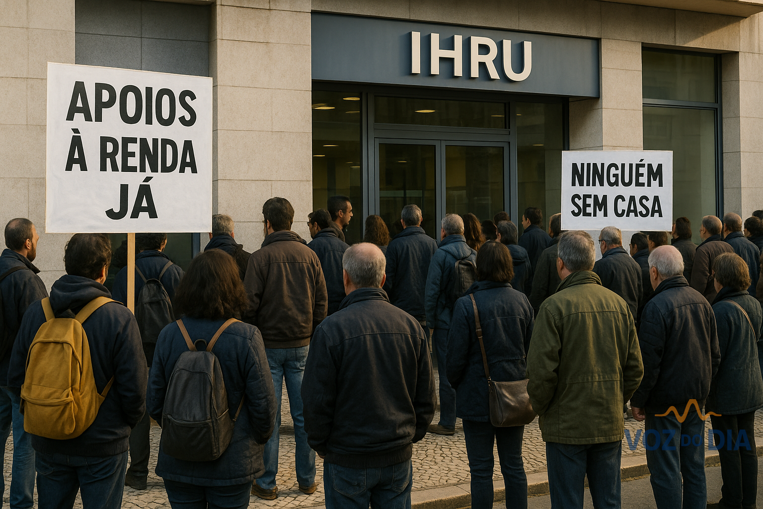 Protestos pelos apoios à renda à porta do IHRU em Lisboa e Porto