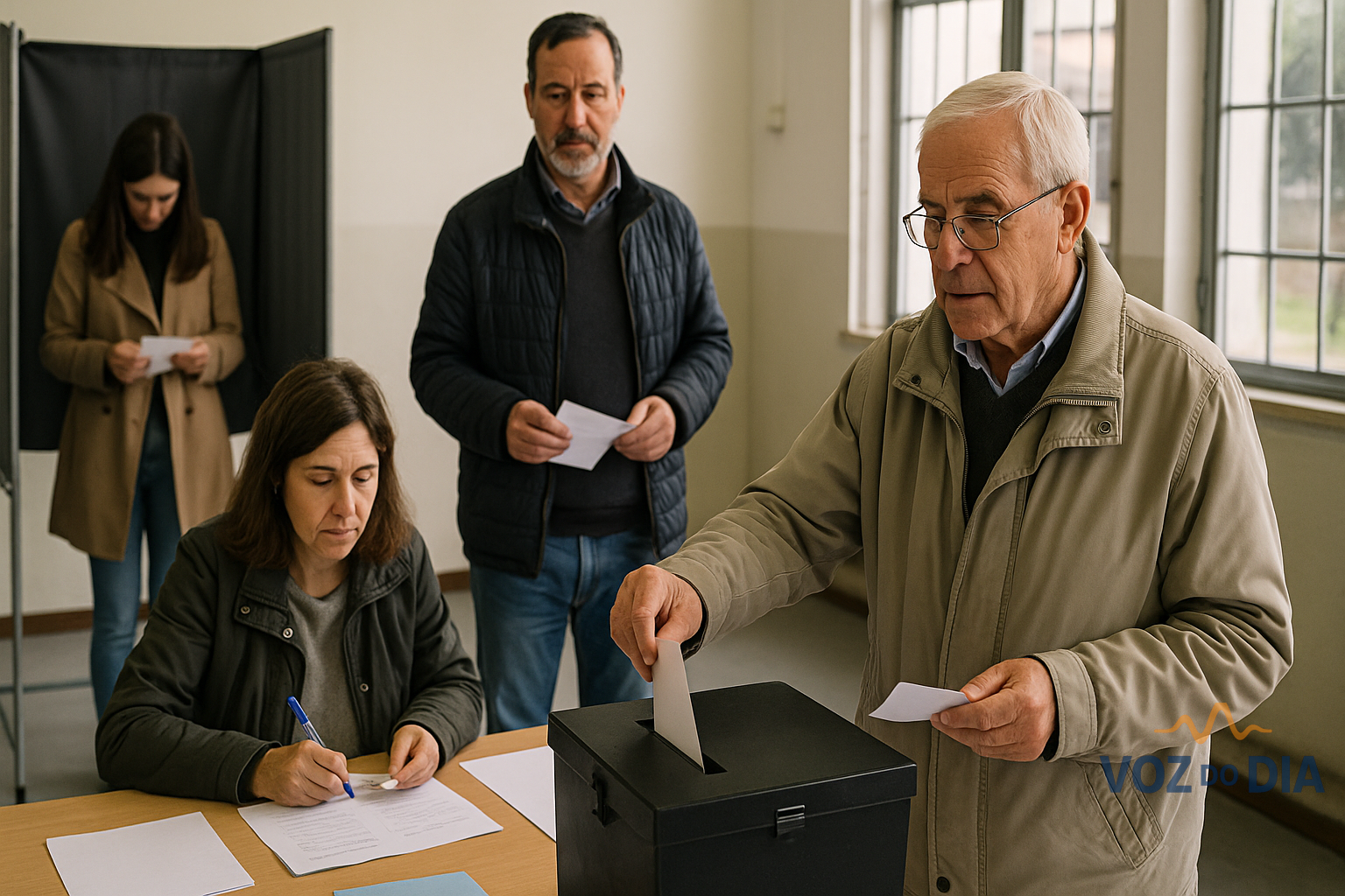 Eleitores a votar nas eleições autárquicas 2025 em Portugal