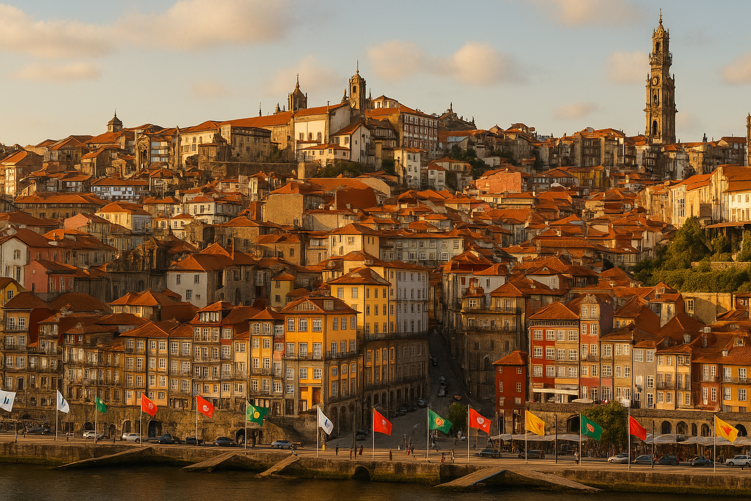 cidade do Porto com bandeiras políticas