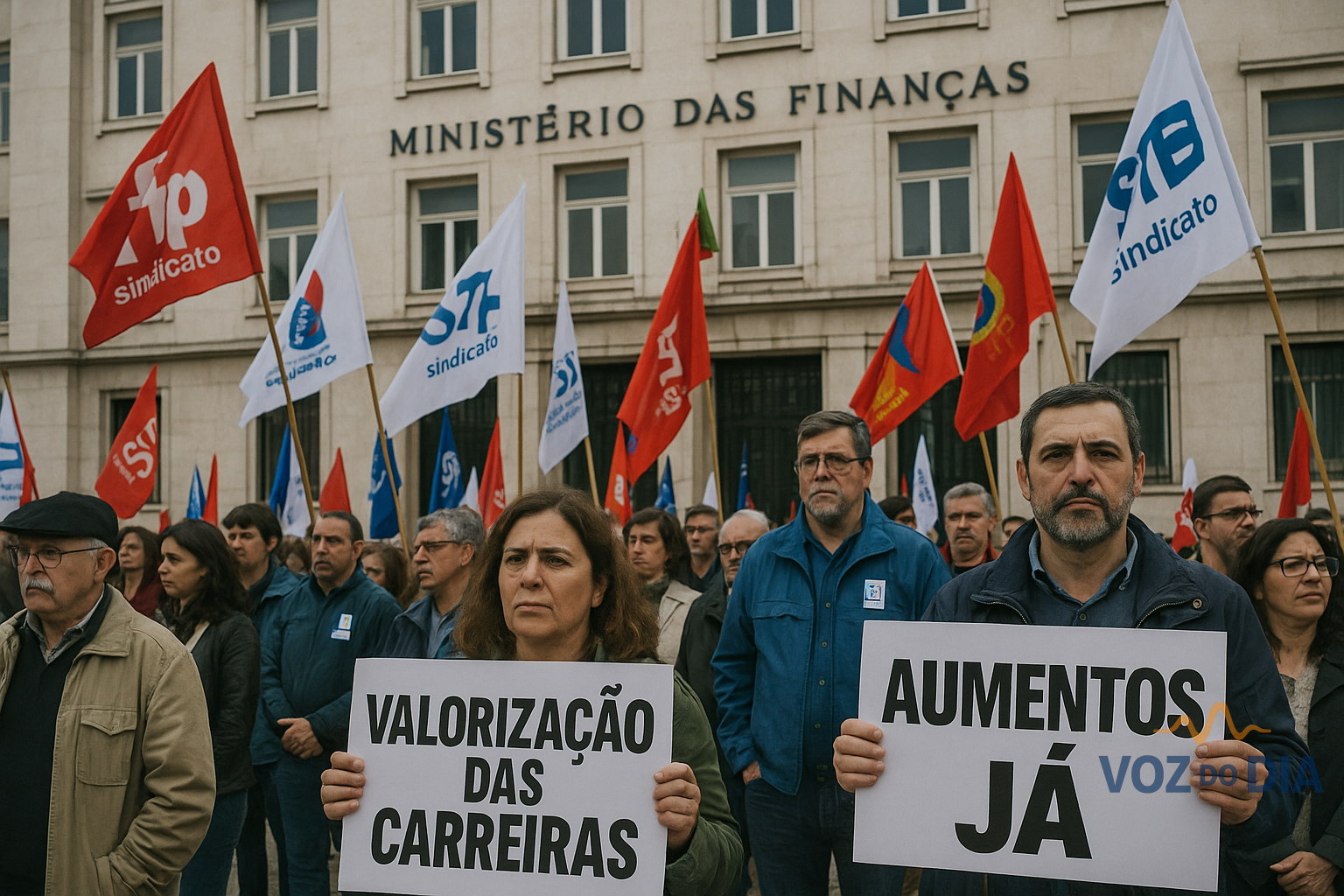 Manifestação de trabalhadores da Função Pública em greve nacional