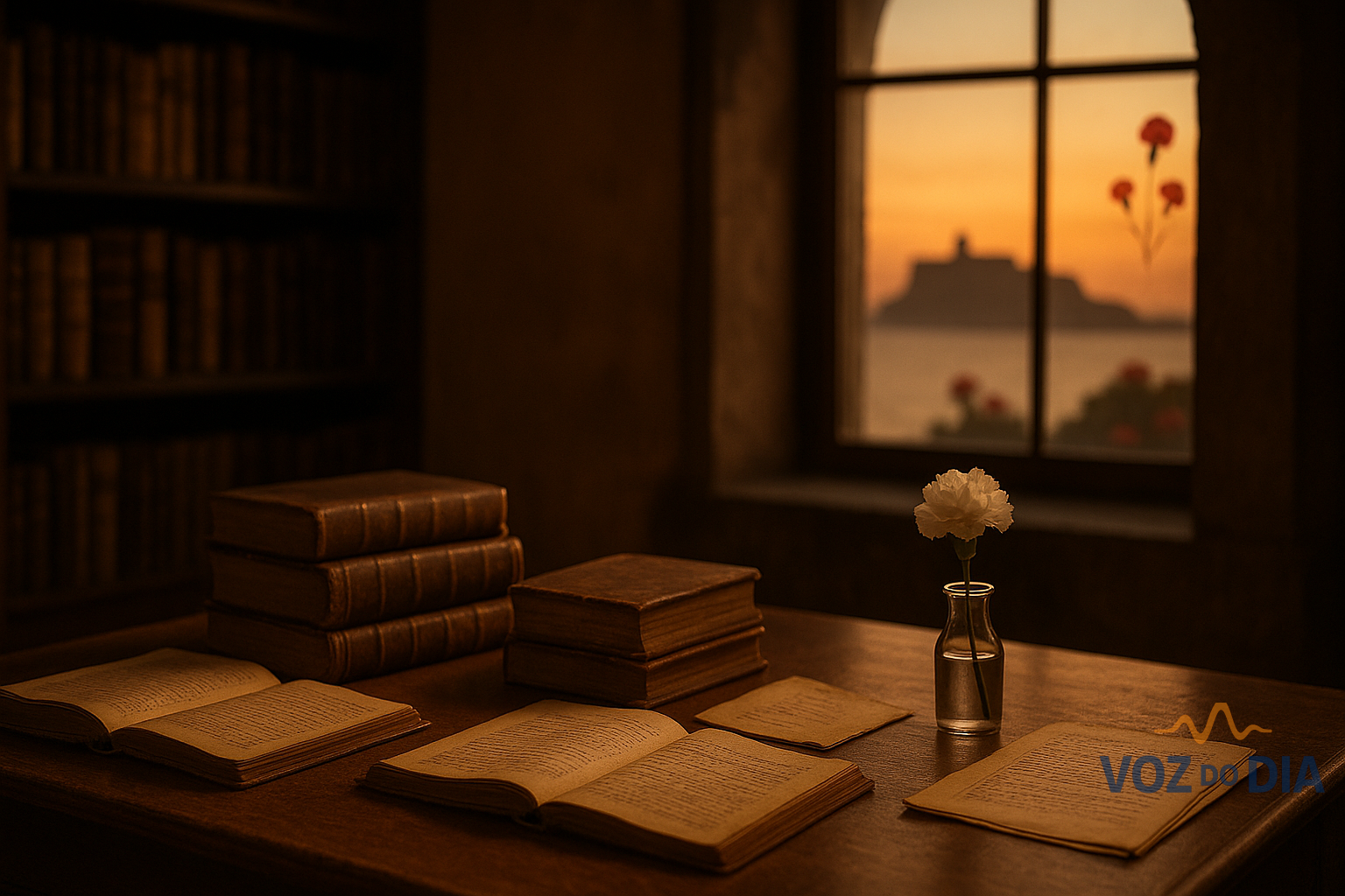 Homenagem a António Borges Coelho com símbolos de arquivo e memória histórica