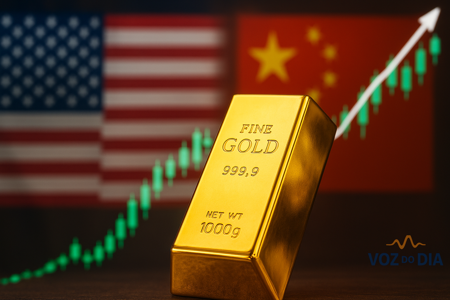 ouro atinge recordes históricos em 2025 devido a tensões EUA-China