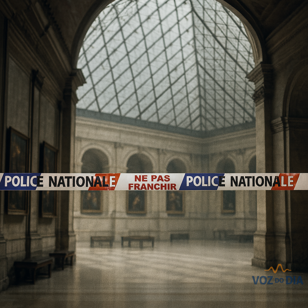 interior do Museu do Louvre após roubo de joias