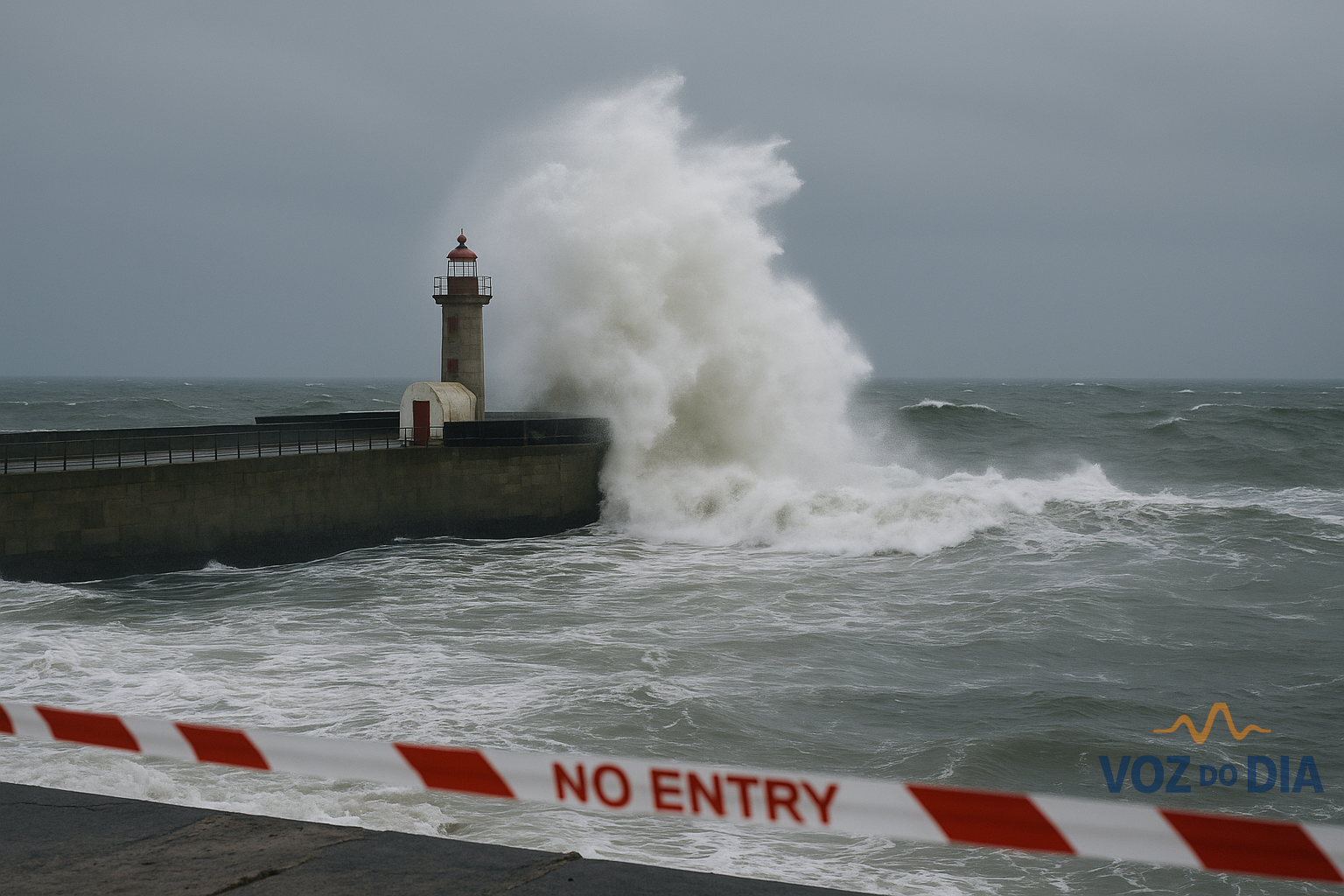 Aviso laranja por agitação marítima com ondas de 5–7 m no litoral