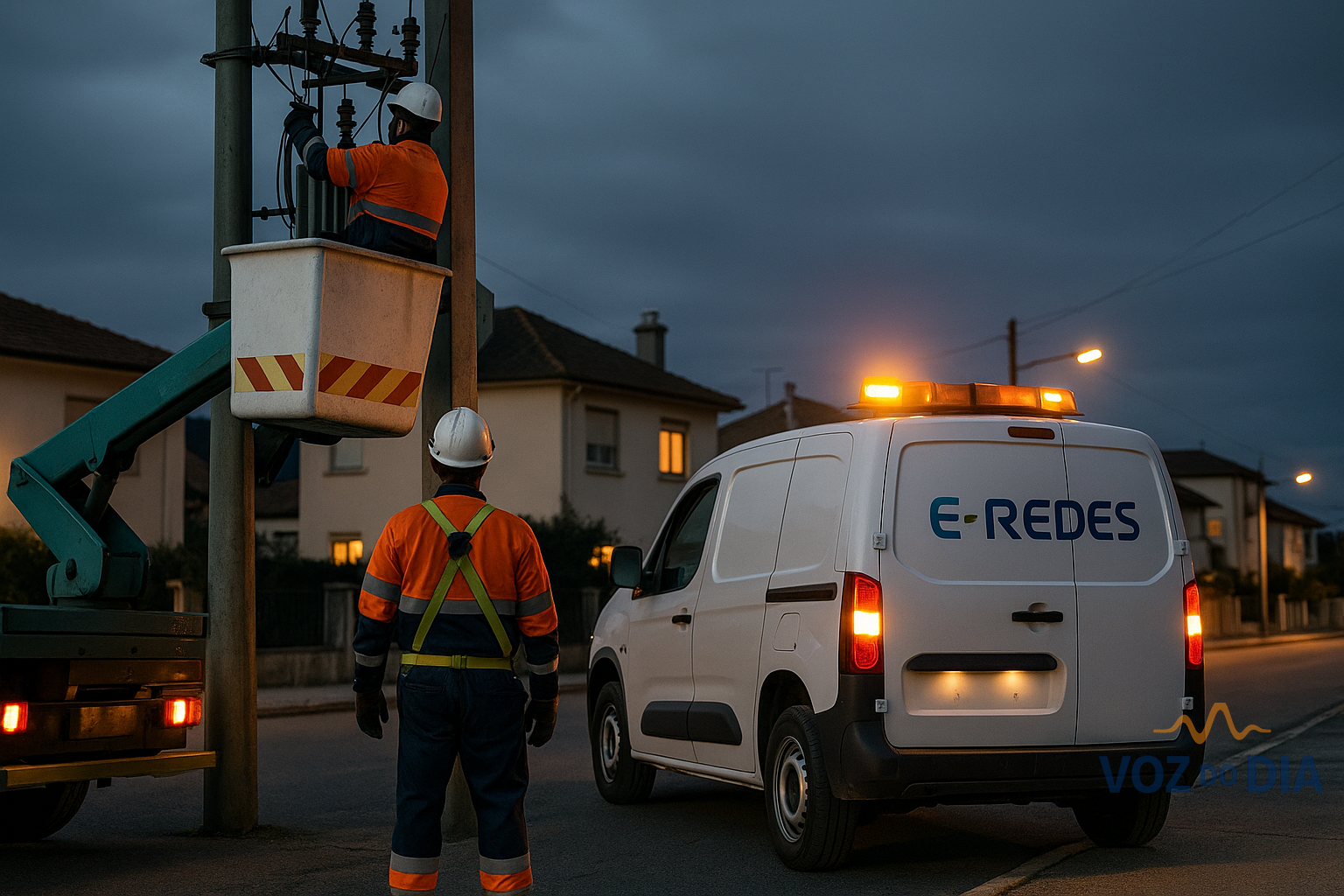 E-Redes normaliza rede elétrica após temporal; técnicos trabalham na reposição