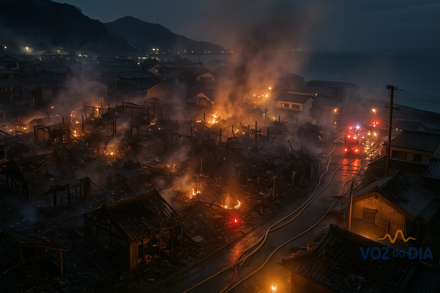 Incêndio no Japão em Oita destrói 170 edifícios num bairro costeiro
