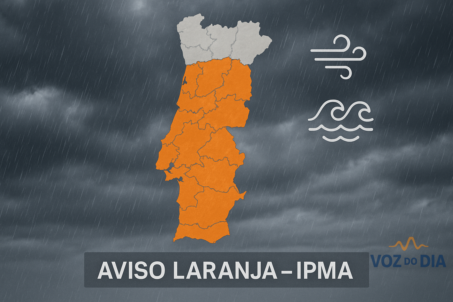 IPMA com 14 distritos em aviso laranja por chuva intensa
