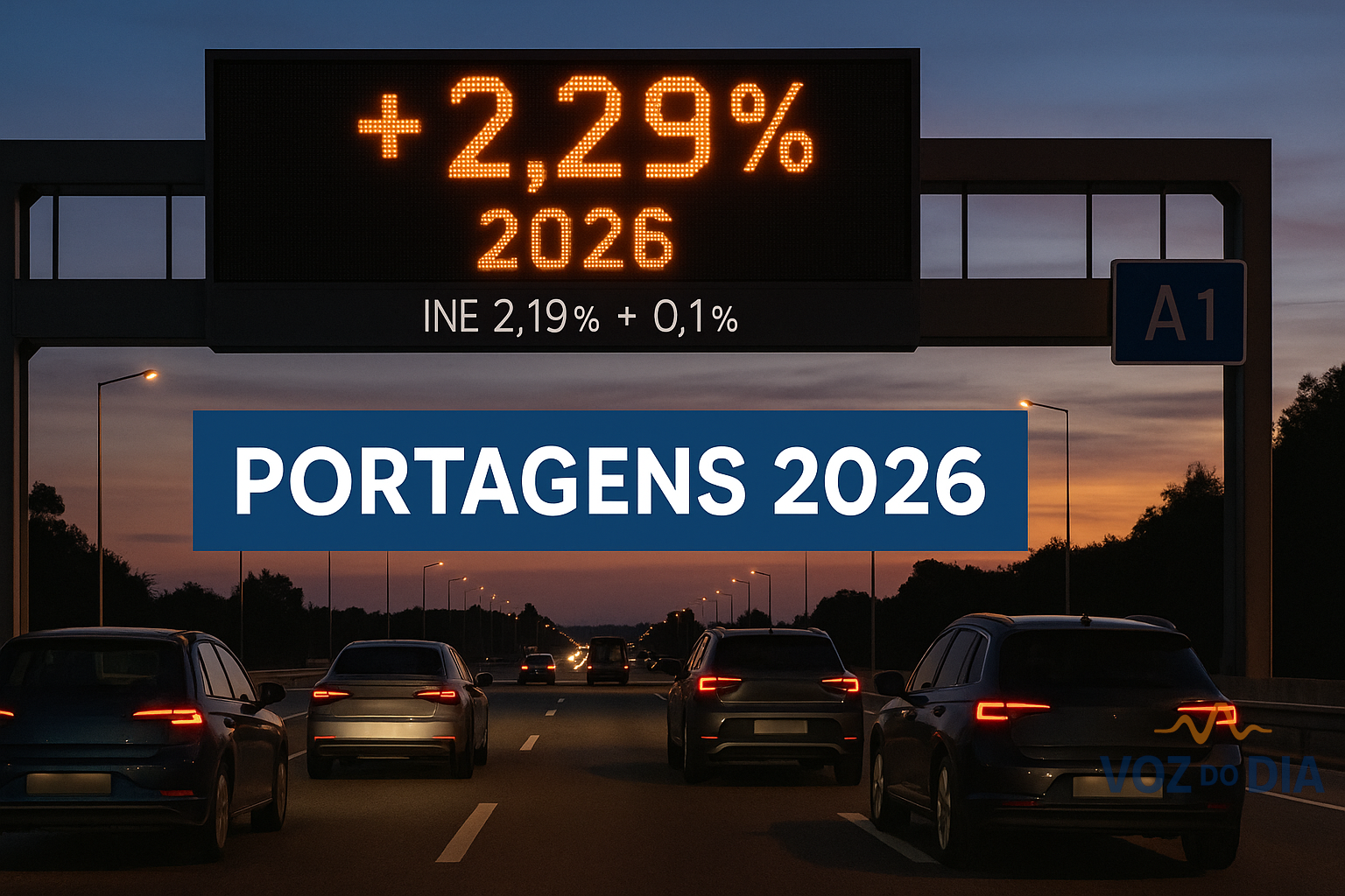 Portagens 2026 aumentam 2,29% por referência à inflação do INE