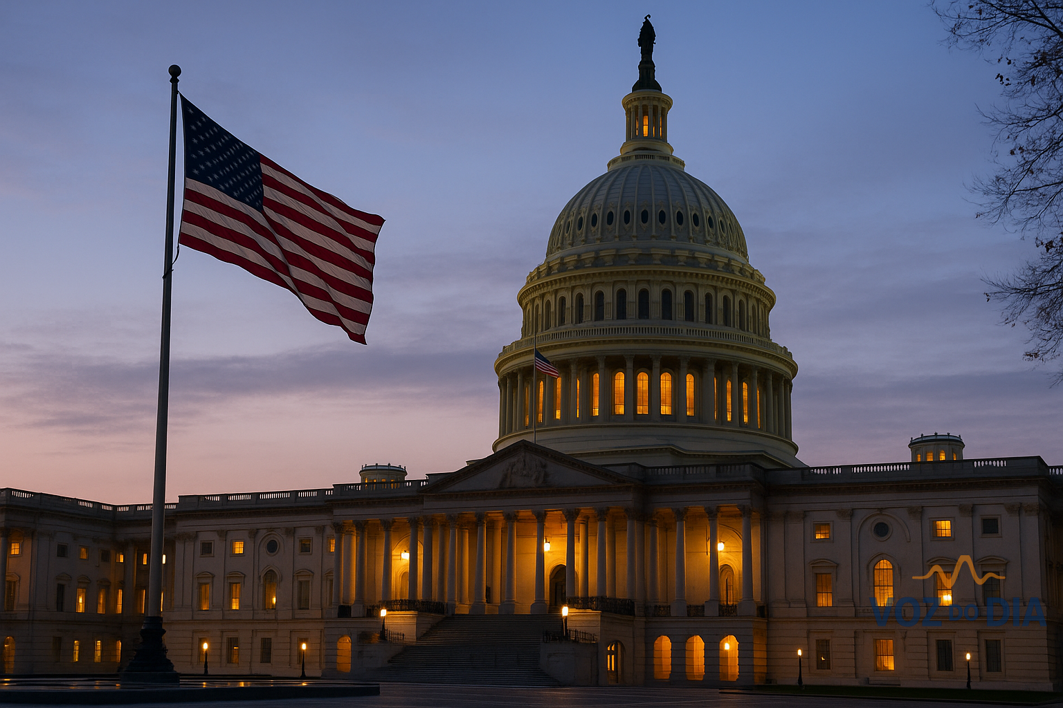 Fim do shutdown nos EUA após 43 dias – Capitólio iluminado
